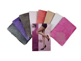 48 Bulk Ladies' Nylon Fishnet Pantyhose One Size In Hot Pink