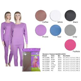 36 Bulk Ladies Thermal Set In Teal
