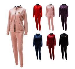 24 Bulk Ladies Winter Set Velour Assorted Size S/M