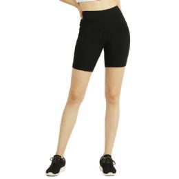 72 Bulk Mamia Ladies Cotton 15 Inch Outseam Shorts Black Size Medium