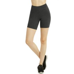 72 Bulk Mamia Ladies Cotton 15 Inch Outseam Shorts Charcoal Gray Size Small