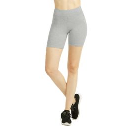 72 Bulk Mamia Ladies Cotton 15 Inch Outseam Shorts Heather Gray Size Medium