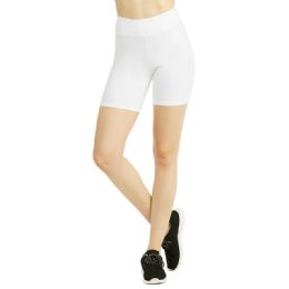 72 Bulk Mamia Ladies Cotton 15 Inch Outseam Shorts White Size Medium