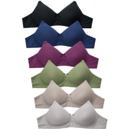 288 Bulk Mamia Ladies Cotton Plain No Wire Bra Cup B