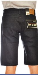 24 Bulk Mega Club Fashion Denim Shorts Solid Black Color In Assorted Sizes