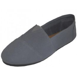24 Bulk Men's Canvas Slip On In Grey Sizes 8-13