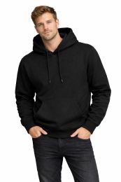 24 Bulk Men's Cotton Fleece Pullover Hooded Sweat Shirt Black Assorted Sizes M- 2xl