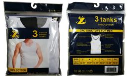 72 Bulk Men's Cotton Ribbed Tanks White Top Medium