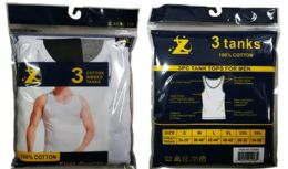 72 Bulk Men's Cotton Ribbed Tanks White Top XL