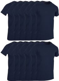 12 Bulk Men's Cotton Short Sleeve T-Shirt Size Xlarge, Navy Blue