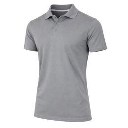 24 Bulk Men's Dry Fit MoisturE-Wicking Polo Shirt Grey Size 5XL