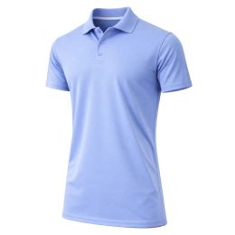 24 Bulk Men's Dry Fit MoisturE-Wicking Polo Shirt Light Blue Size M