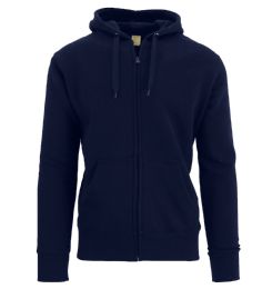 24 Bulk Men's Fleece Lined Zip Hoodie Solid Navy Bulk Buy