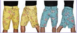 24 Bulk Men's Floral Printed Cargo Short
