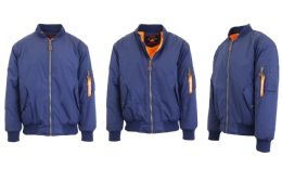 12 Bulk Men's Heavyweight MA-1 Flight Bomber Jackets Navy Size Large