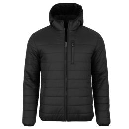 12 Bulk Men's SherpA-Lined Hooded Puffer Jacket Black Large