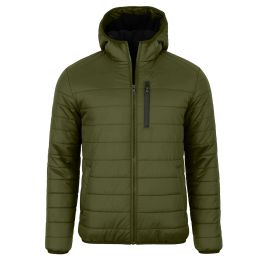 12 Bulk Men's SherpA-Lined Hooded Puffer Jacket Olive XLarge