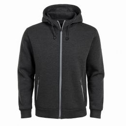 24 Bulk Men's Sherpa Fleece Lined Tech Full Zip Hoodie Charcoal Size 2XL