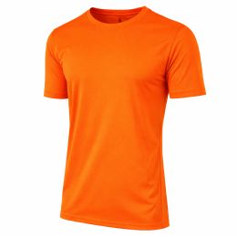 24 Bulk Men's Short Sleeve MoisturE-Wicking Quick Dry Crew Neck Tee Neon Orange Size 2XL