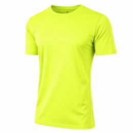 24 Bulk Men's Short Sleeve MoisturE-Wicking Quick Dry Crew Neck Tee Neon Green Size M