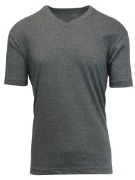 24 Bulk Men's Short Sleeve V-Neck Tee Charcoal L