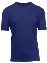 24 Bulk Men's Short Sleeve V-Neck Tee Navy 3xl