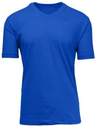 24 Bulk Men's Short Sleeve V-Neck Tee Royal M