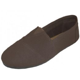 24 Bulk Men's Slip On Casual Canvas Shoe In Brown Sizes 8-13