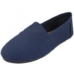 144 Bulk Men's Slip On Casual Canvas Shoe In Navy Sizes 9
