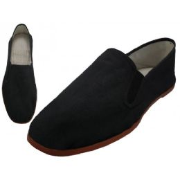 24 Bulk Men's Slip On Twin Gore Cotton Upper With Rubber Out Sole Kung Fu Tai Chi Shoe Size 37