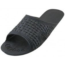 36 Bulk Men's Soft Rubber Slide Open Toe Sandals Black Color Only Sizes 7-13