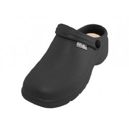 24 Bulk Men's Sport Close Toe Rubber Nursing Clogs Black Sizes 8-13