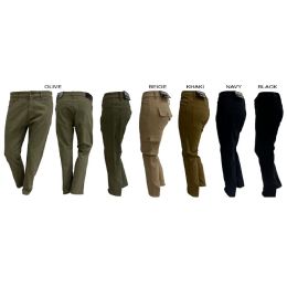 12 Bulk Men's Stretch Twill Pants Assorted Colors - Pack A