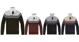 12 Bulk Men's Sweater With Velour Lining - Olive - B