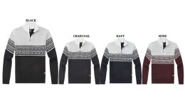 12 Bulk Men's Sweater With Velour Lining - Charcoal - aa