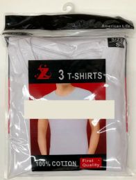 24 Bulk 3pc Men's T-Shirt Round Neck White Size Large