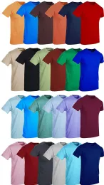 60 Bulk Mens Cotton Crew Neck Short Sleeve T Shirt, Assorted Colors, Size 6x Large