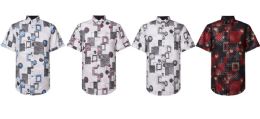 24 Bulk Mens Digital Foil Printed Short Sleeve Shirt aa