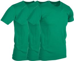 3 Bulk Men's Cotton Short Sleeve T-Shirt Size X-Large, Green
