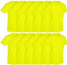 12 Bulk Men's Cotton Short Sleeve T-Shirt Size Large, Neon Yellow