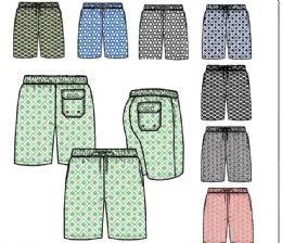 72 Bulk Mens Print Woven Basic Swim Shorts S-xl