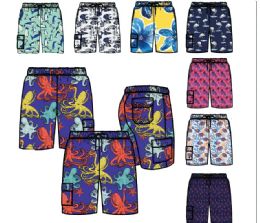 72 Bulk Mens Print Woven Cargo Swim Shorts S-xl