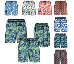 72 Bulk Mens Print Woven Cargo Swim Shorts S-XL