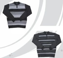 24 Bulk Men's Quarter Zip Long Sleeve Textured Sweaters Assorted Colors Sizes S-xl