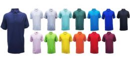 24 Bulk Mens Solid Polo Shirt In Pink Pique Fabric S-xl