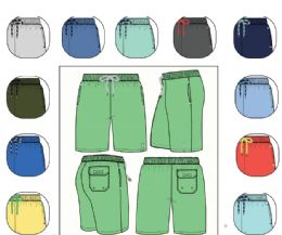 72 Bulk Mens Solid Woven Basic Swim Shorts S-xl