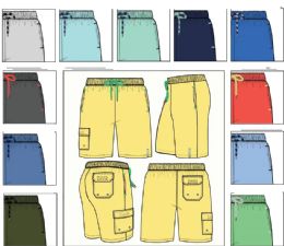 72 Bulk Mens Solid Woven Cargo Swim Shorts S-xl