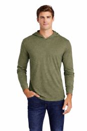 2 Bulk Mens Unisex Triblend Hooded Long Sleeve Pullover T-Shirt Size Small Military Green