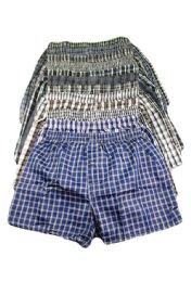 864 Bulk Mens Woven Plaid Boxer Shorts Assorted Sizes