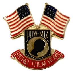 96 Bulk Metal Hat Pin, PoW-Mia Shield, "bring Them Home"; Us Flags